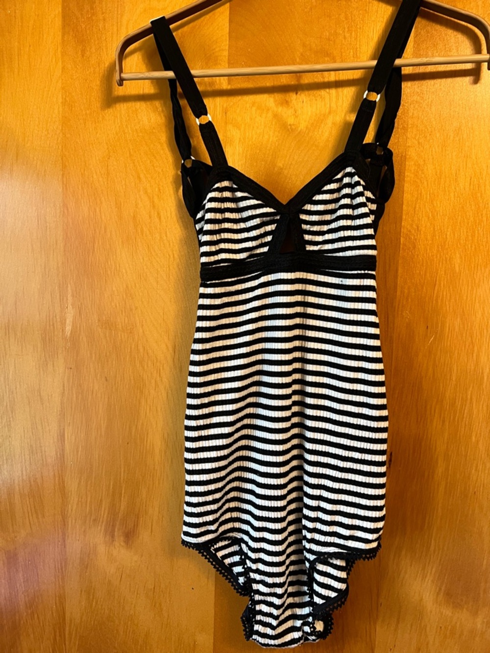 Solstice Black and White Striped bodysuit